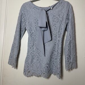 Dainty Jewells - Elegant Lace Bow Top in Sky blue